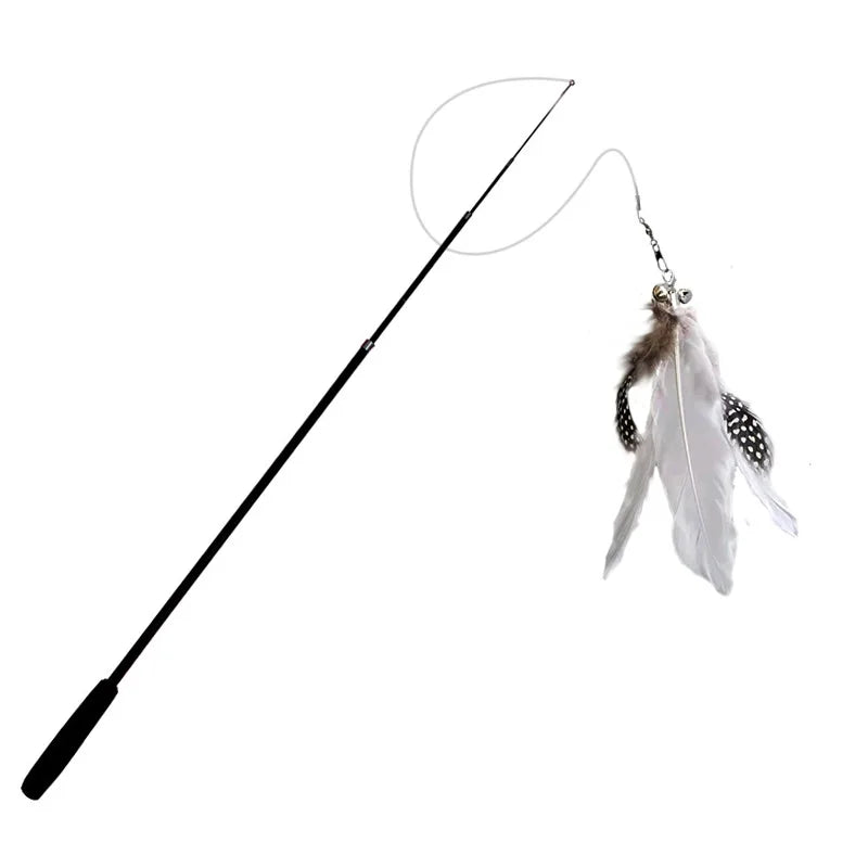 Telescopic Carbon Fiber Cat Wand – 1.8m Interactive Feather Toy for Pet Play