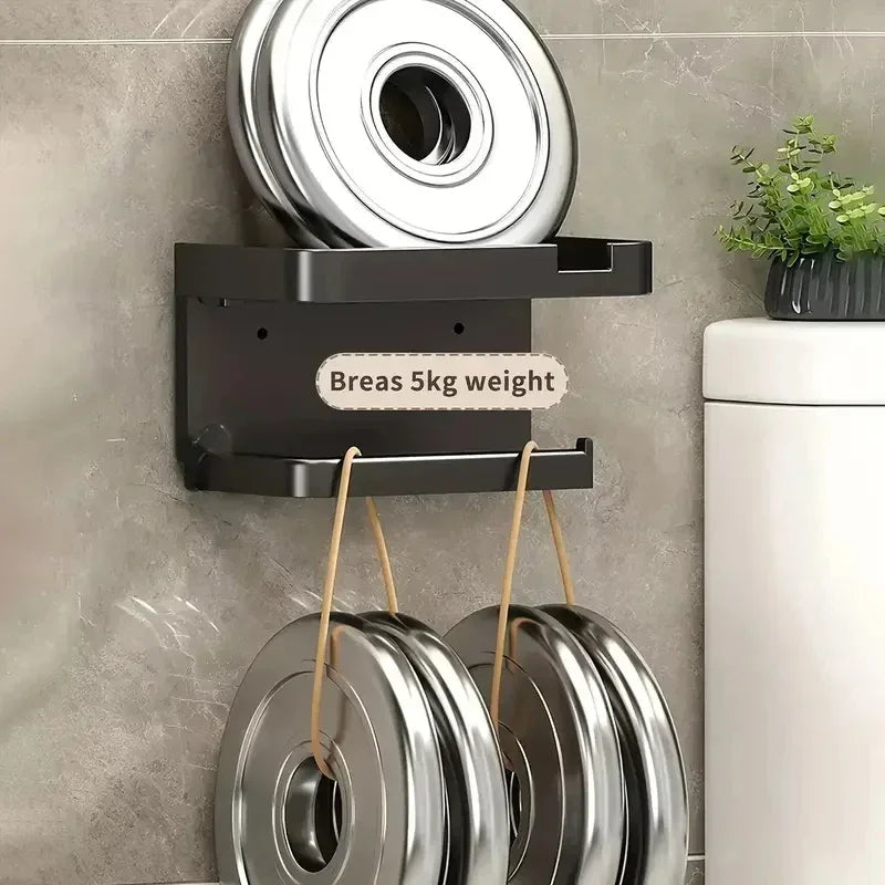 Wall Mounted Toilet Paper Holder – Plastic Storage Shelf for Bathroom