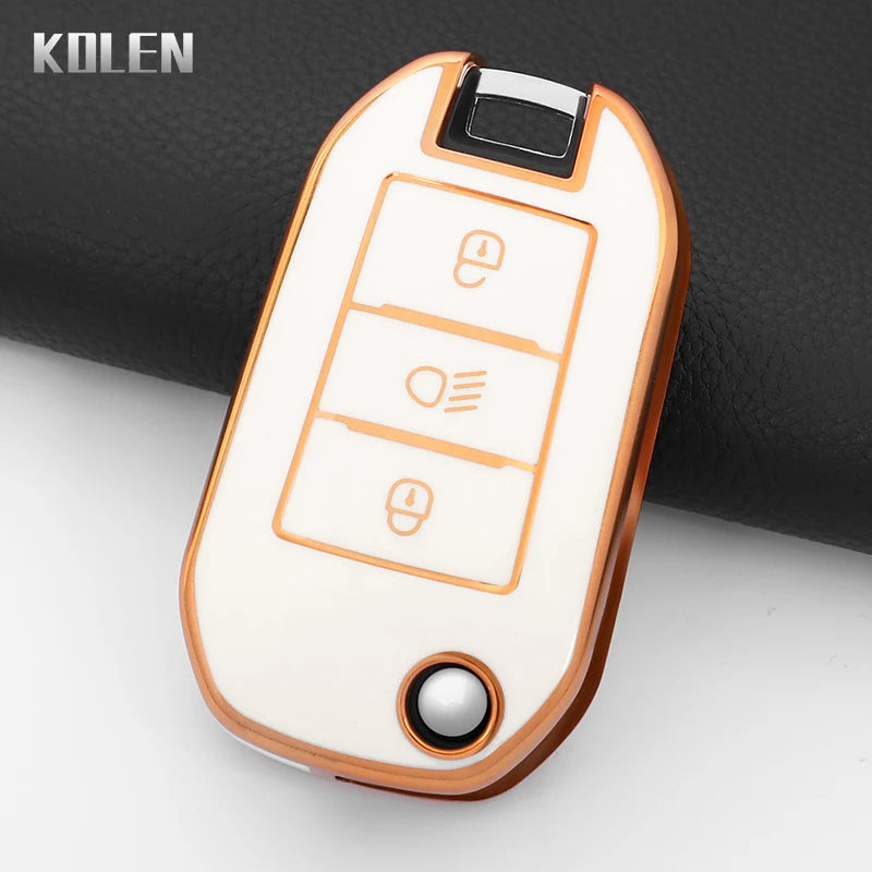 TPU Car Key Case Cover – Protective Keychain for Peugeot and Citroen Models