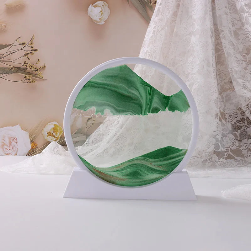 3D Moving Sand Art Frame – Dynamic Liquid Hourglass for Office Home Decor