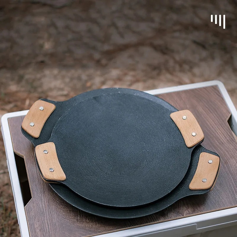 Wooden BBQ Pan Handle – Heat Resistant Anti-Scald Grip for Outdoor Cooking