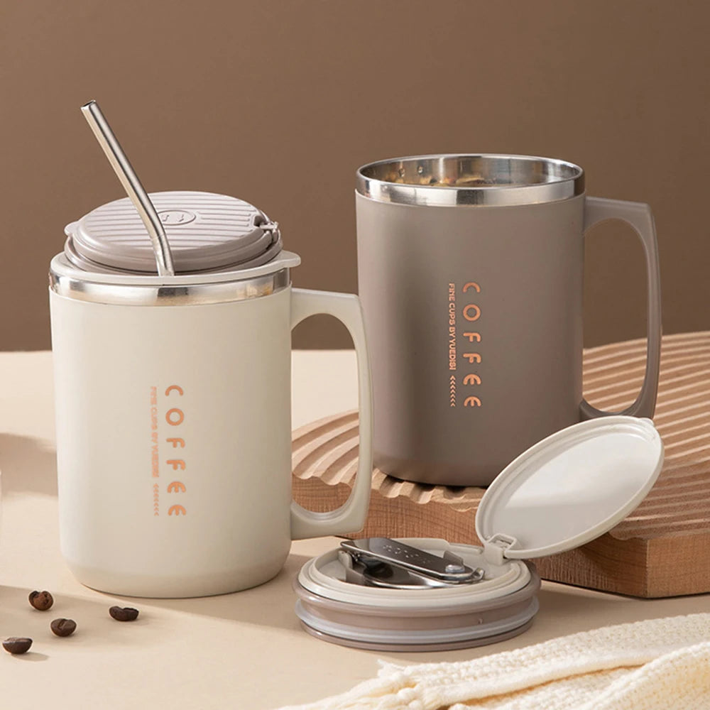 Stainless Steel Coffee Mug – Portable Anti-Scald Cup for Travel and Office