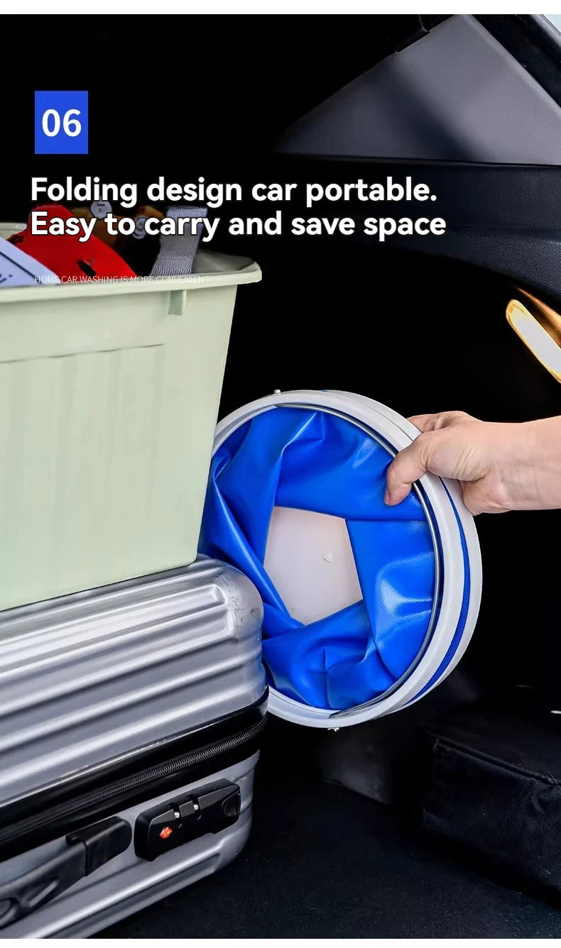 Collapsible Oxford Folding Bucket – Waterproof Portable Basin for Car Washing