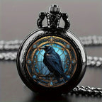Clever Crow Pocket Watch – Vintage Quartz Necklace for Kids Gift