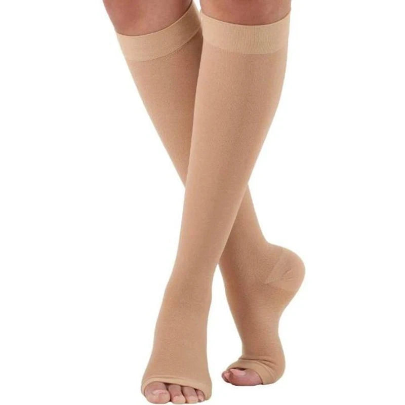Graduated Compression Stockings – Open Toe Calf Sleeves for Varicose Veins