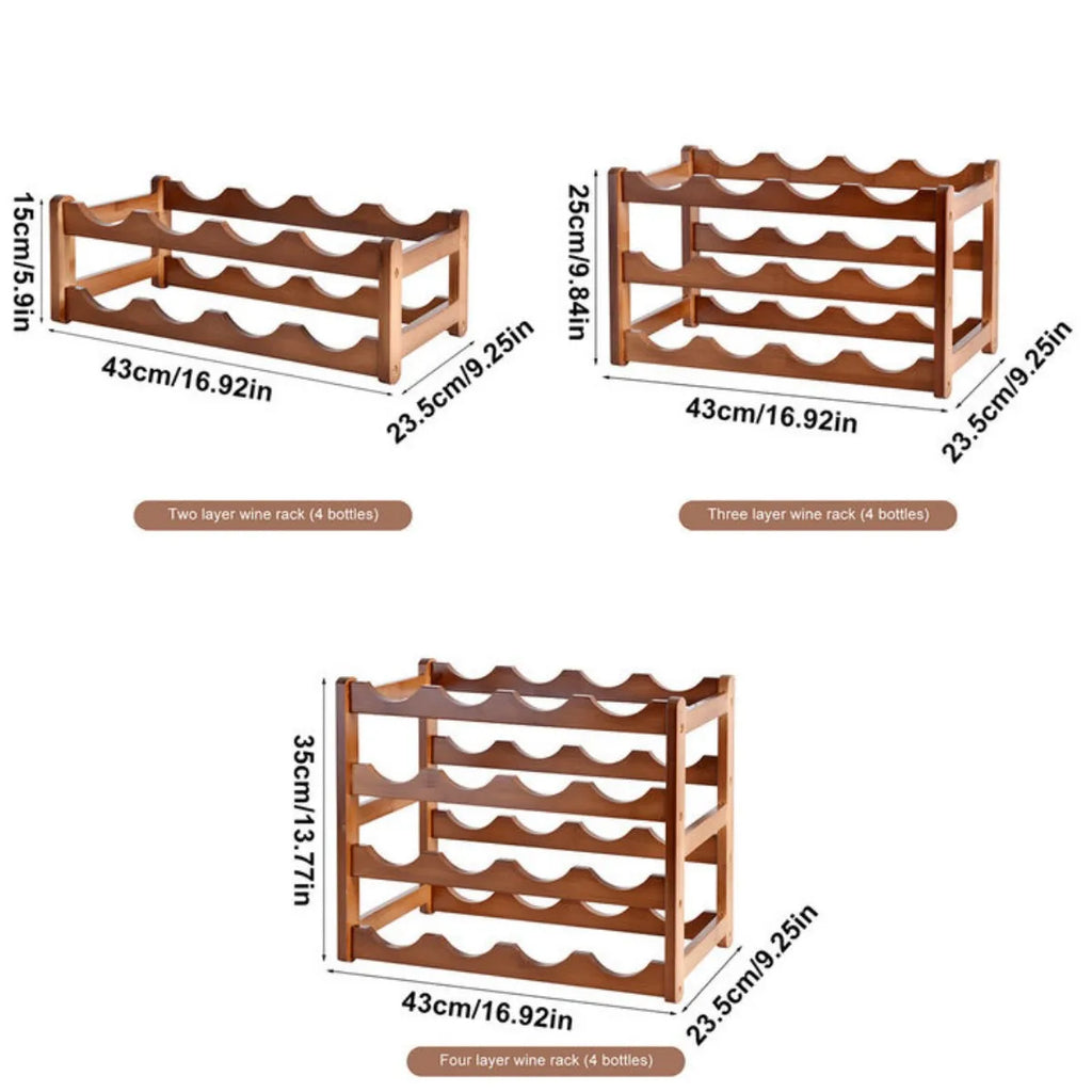 Bamboo Wine Rack – Multi-Tier Wood Display for Bar and Dining Room