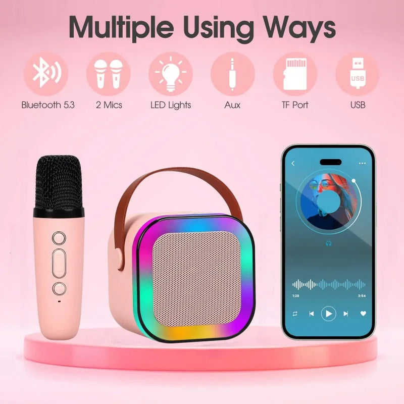 Portable Karaoke Speaker – RGB Wireless System for Kids Family Singing