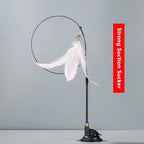 Feather Cat Teaser Wand – Suction Cup Interactive Toy for Indoor Exercise