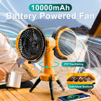 Portable Camping Fan – Dual Head Battery Powered Air Cooler for Outdoor Tents