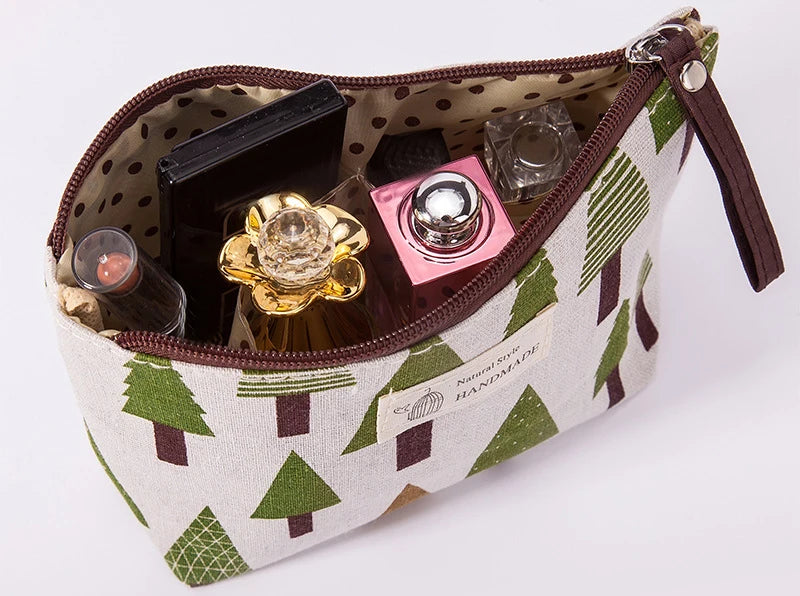 Canvas Small Cosmetic Bag – Portable Makeup Organizer for Travel