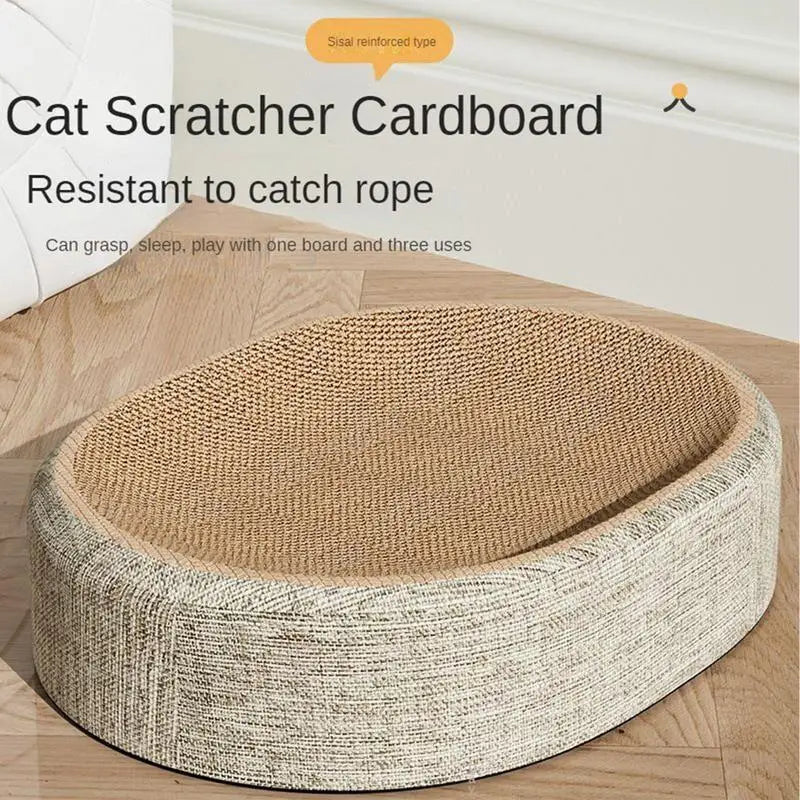 Oval Sisal Cat Scratching Bed – Wear-Resistant Pet Sleeping Mat for Cats