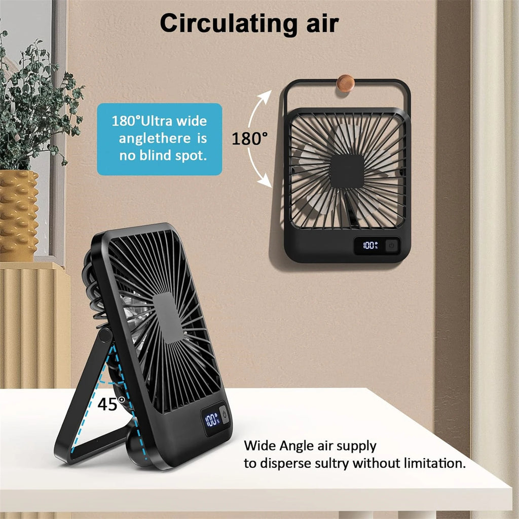 Portable USB Desk Fan – Rechargeable 5-Speed Cooling for Office and Travel