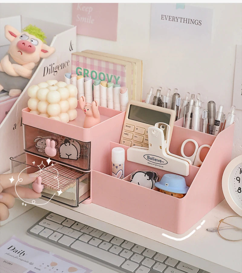 Transparent Desktop Organizer – Multi-Drawer Storage for Office Stationery