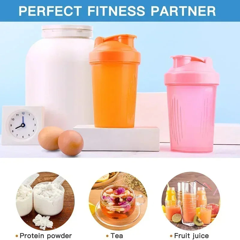 400ml Portable Plastic Shaker Bottle – Protein Mixer for Fitness Gym Sports