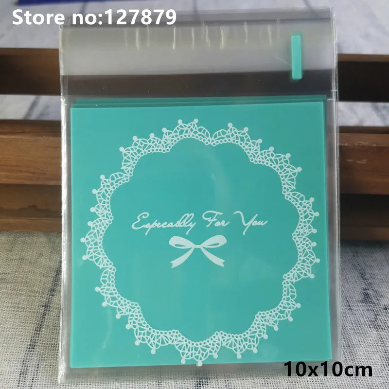 Self-Adhesive Bow-Knot Cookie Bags – 10x10cm Plastic Packaging for Parties