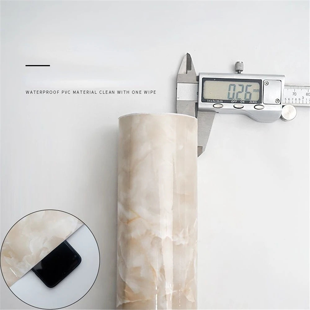 Self-Adhesive Marble Wallpaper – PVC Waterproof Film for Kitchen Renovation