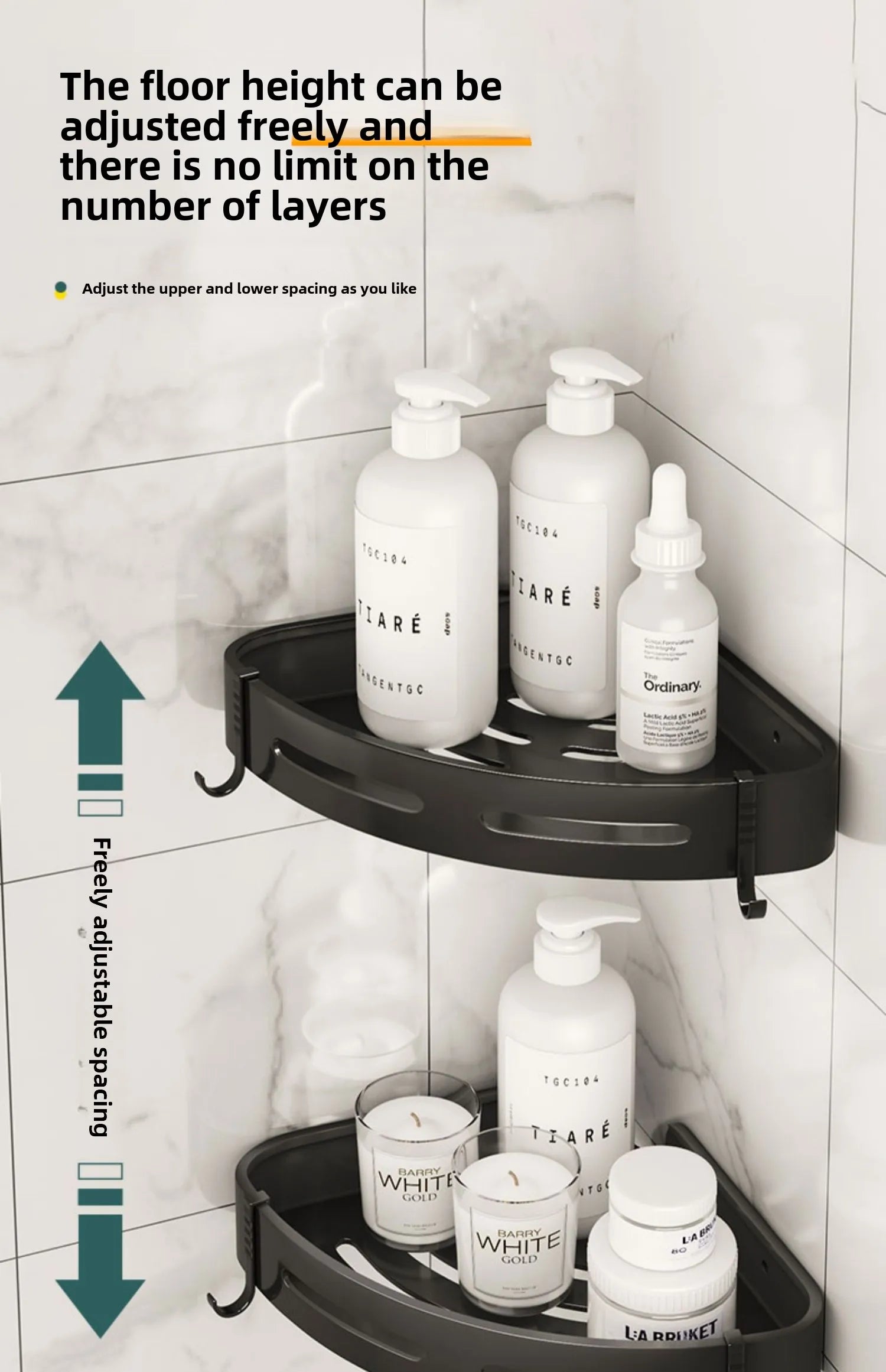 Adhesive Shower Shelf – Waterproof Bathroom Organizer for Shampoo and Towels
