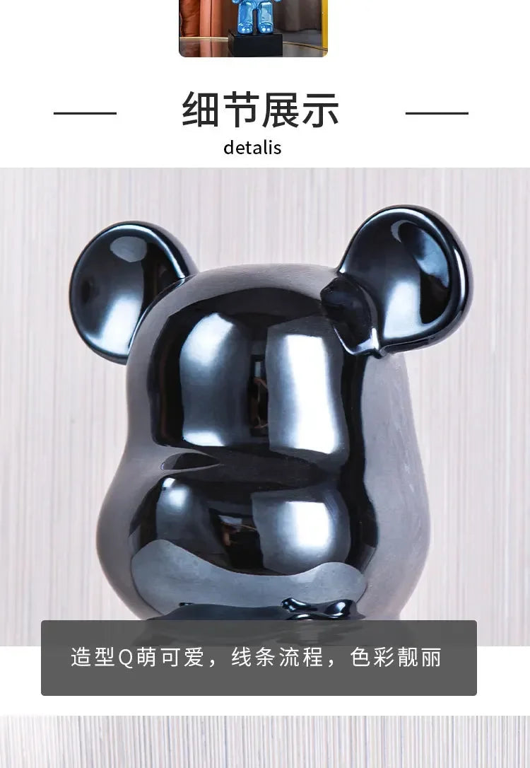 Ceramic Bear Figurine – Aesthetic Luxury Sculpture for Modern Home Decor