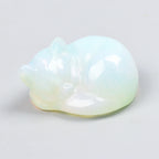 Carved Crystal Cat Figurine – Natural Stone Animal Statue for Home Decor