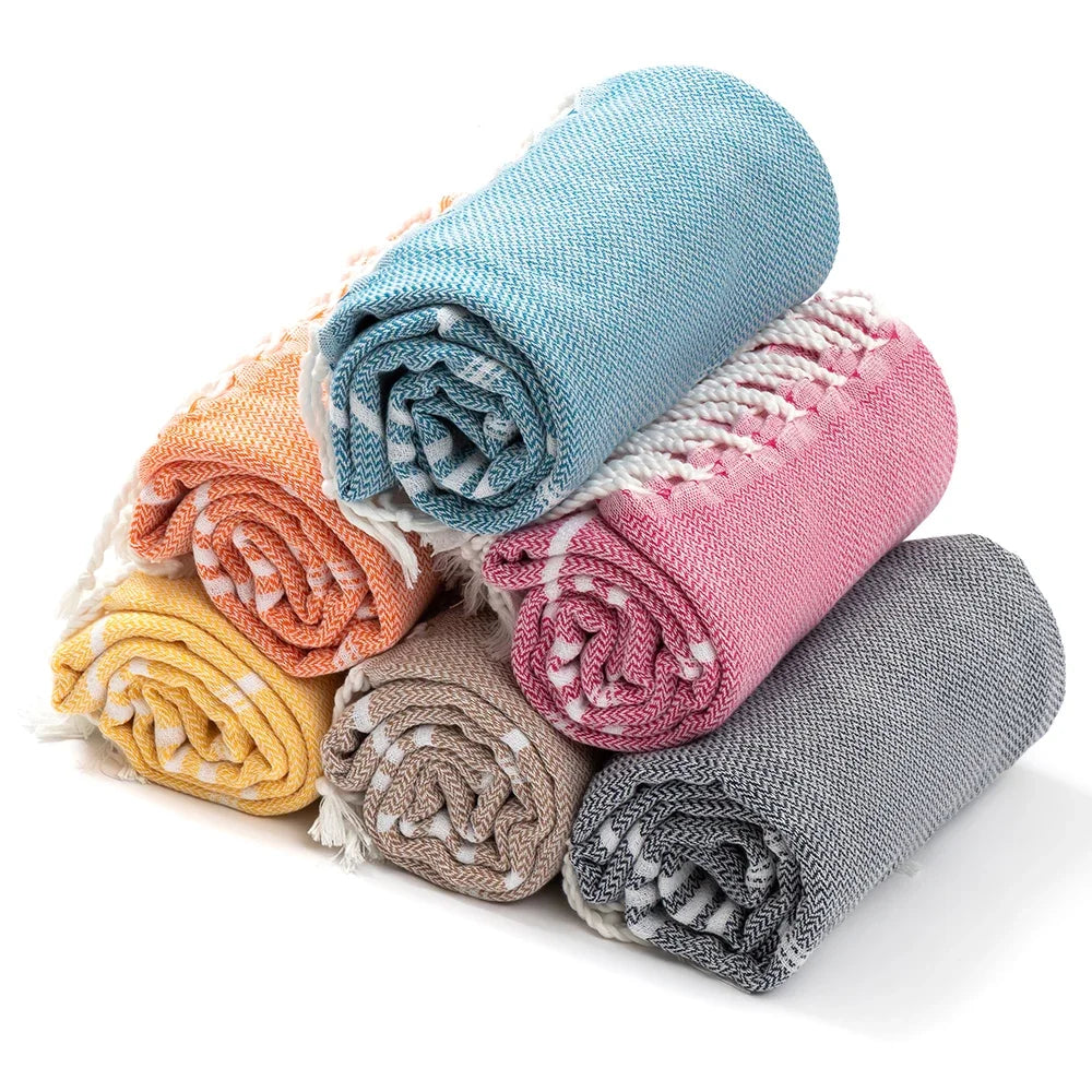 Cotton Turkish Beach Towel – Soft Absorbent Tassel Towel for Travel and Spa
