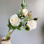 Silk Rose Branch – 5 Head Artificial Floral Stem for Wedding Home Decor
