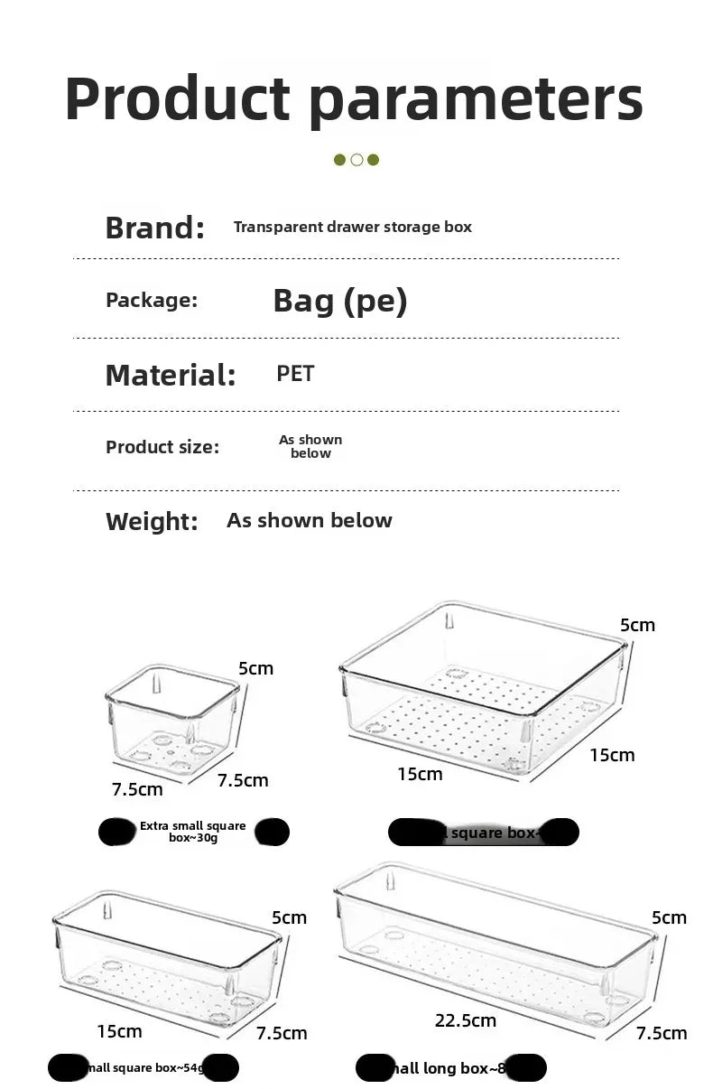 Transparent Cosmetic Organizer – Striped Plastic Drawer for Desk Storage