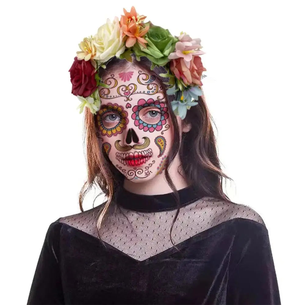 Mexican Rose Flower Crown – Boho Floral Headpiece for Halloween Party Wedding