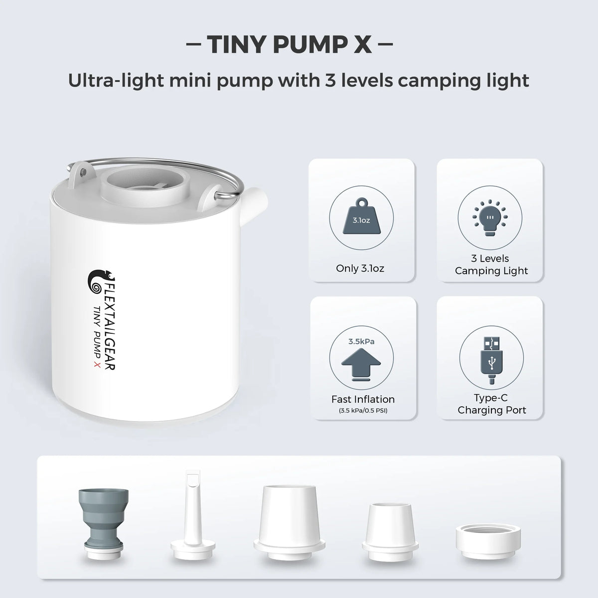 Portable Electric Air Pump – Rechargeable Camping Light for Inflatables
