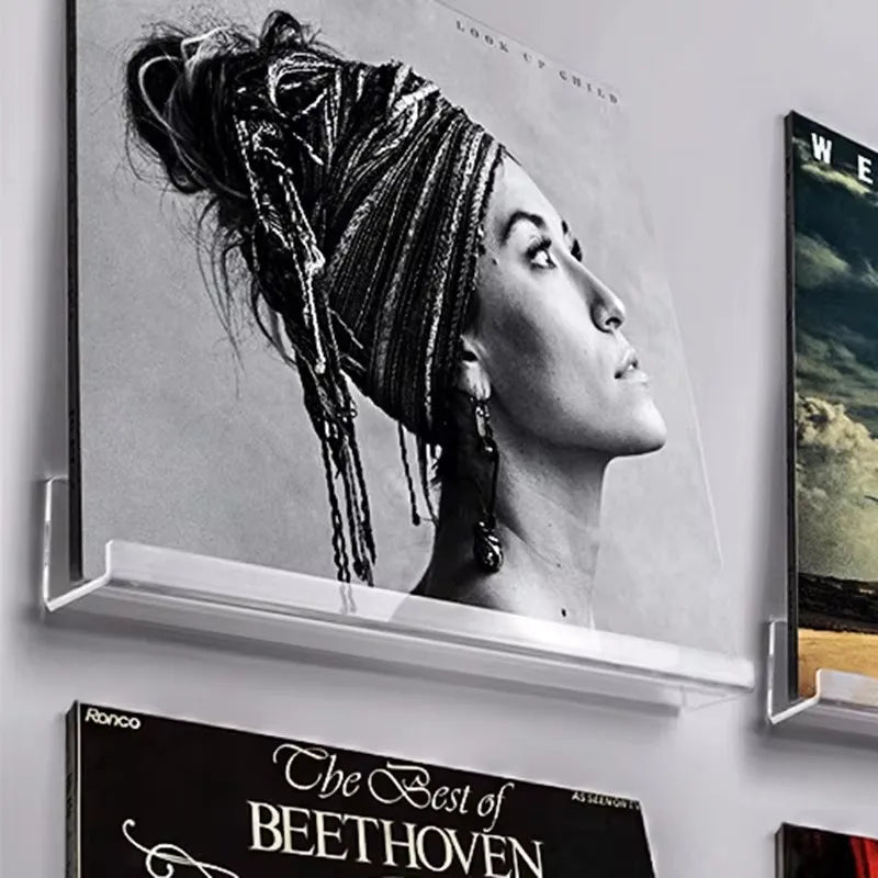 Clear Acrylic Vinyl Record Wall Mount – Floating Album Display for Home Decor