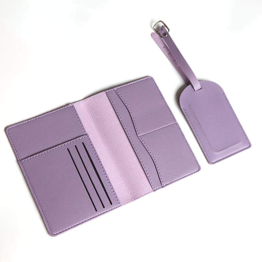 Custom Name Passport Cover Set – Personalized Leather Luggage Tag for Travel