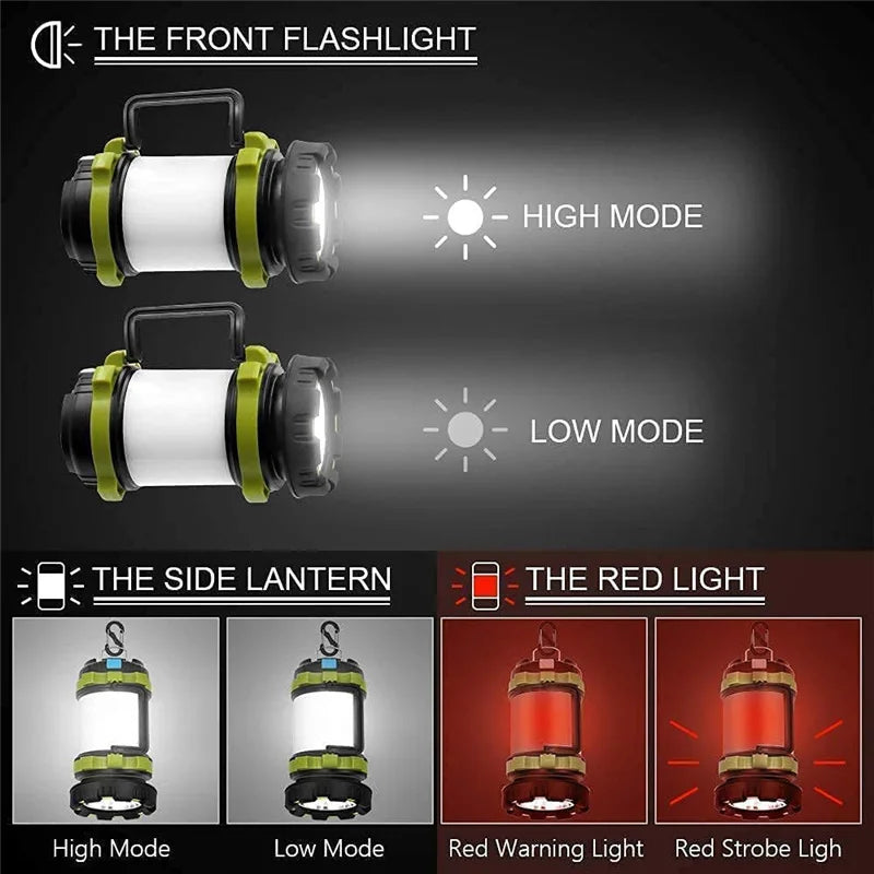 Rechargeable LED Camping Lantern – Waterproof Power Bank for Outdoor Hiking