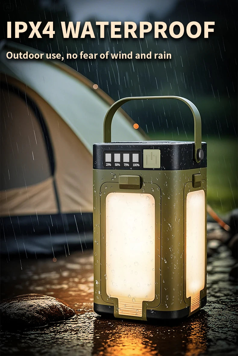 Foldable Solar Camping Light – 2000mAh Power Bank for Outdoor Hiking Tent