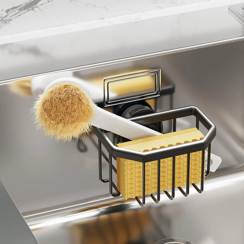 Rustproof Aluminum Sponge Holder – Suction Cup Caddy for Kitchen Sink