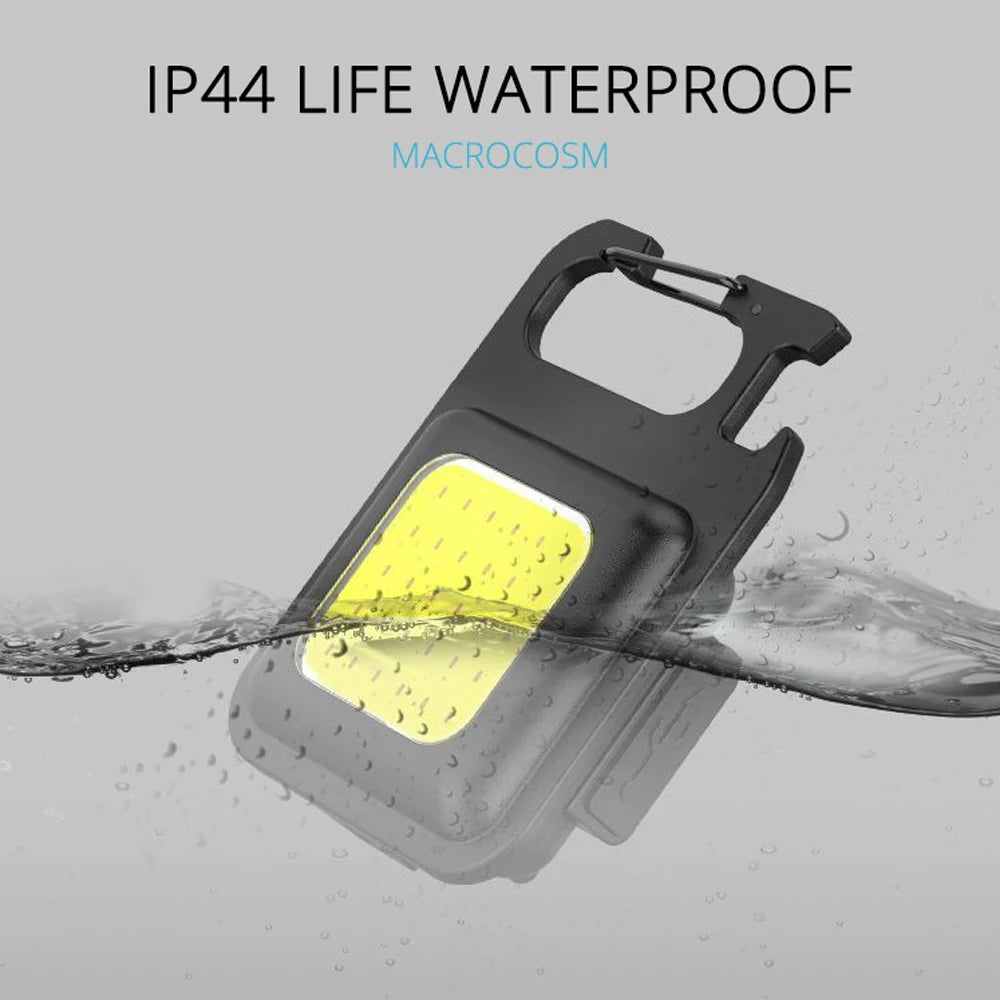 Mini COB Keychain Flashlight – Magnetic Rechargeable Light for Camping