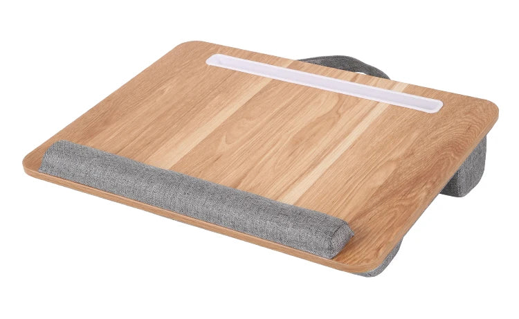 Portable Wooden Laptop Bed Desk – 15 Inch Lap Tray with Cushion for Study