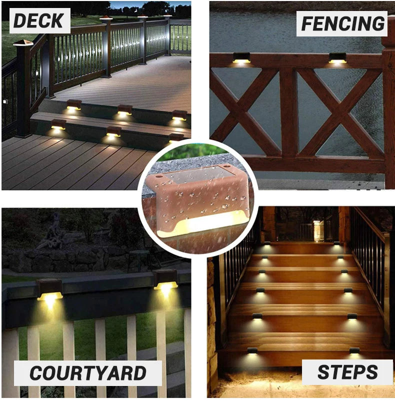 Waterproof Solar LED Deck Lights – Outdoor Step Lamps for Garden Patio Decor