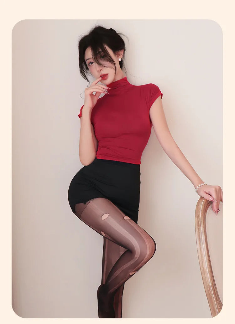 Secretary Uniform Pencil Skirt – Slim Fit Roleplay Costume for Women