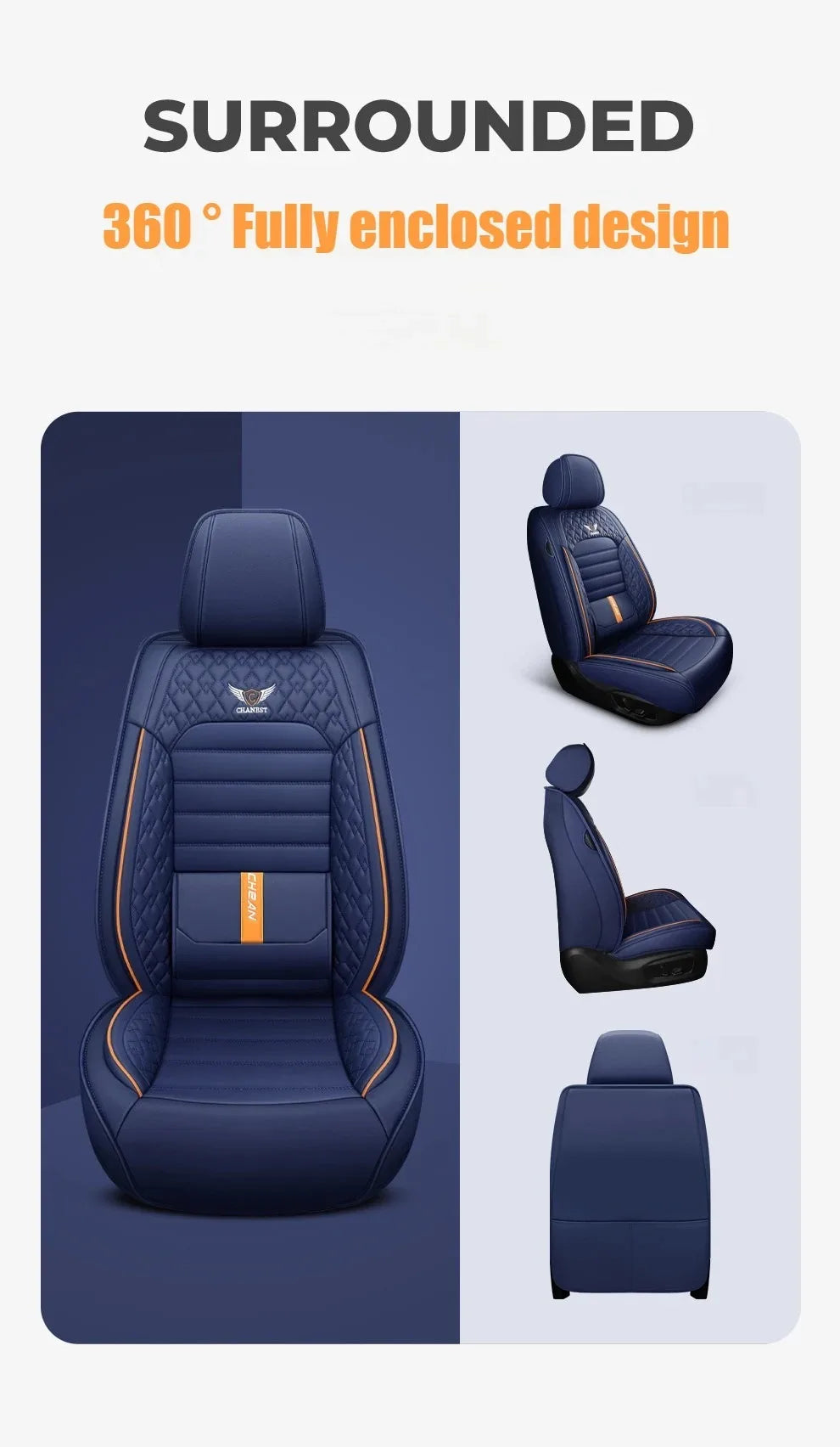 Full-Wrap Leather Car Seat Covers – Durable Universal Fit for All-Season Driving