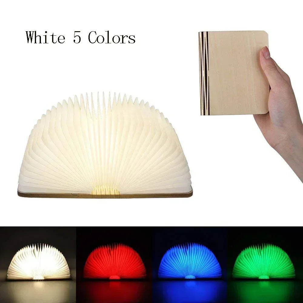 Wooden Book Lamp – Folding RGB LED Night Light for Bedroom Decor Kids Gift