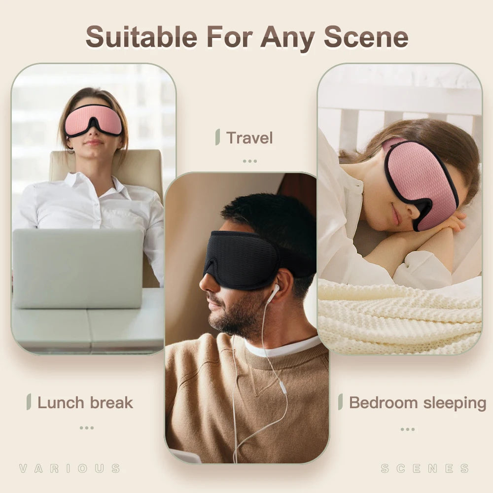 Memory Foam Sleep Mask – Ergonomic 3D Blindfold for Travel and Sleeping