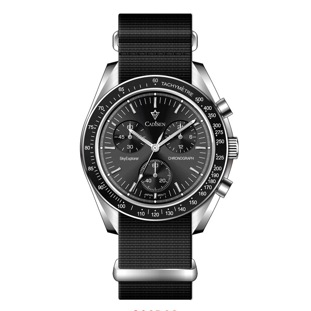 Cadisen Quartz Chronograph Watch – Sapphire Crystal for Men Business Formal