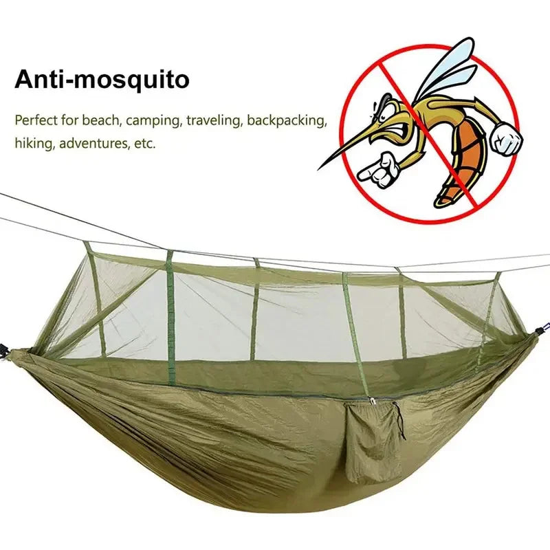 Portable Parachute Camping Hammock – Mosquito Net Bed for Outdoor Sleeping