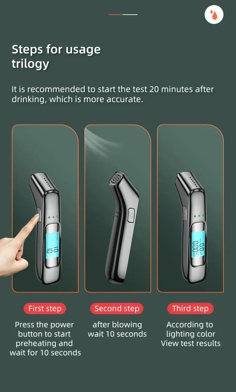 Portable Digital Breathalyzer – High Accuracy Alcohol Tester for Home and Car