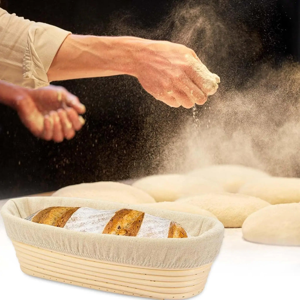 Oval Rattan Proofing Basket – Handmade Dough Rising Bowl for Sourdough Baking