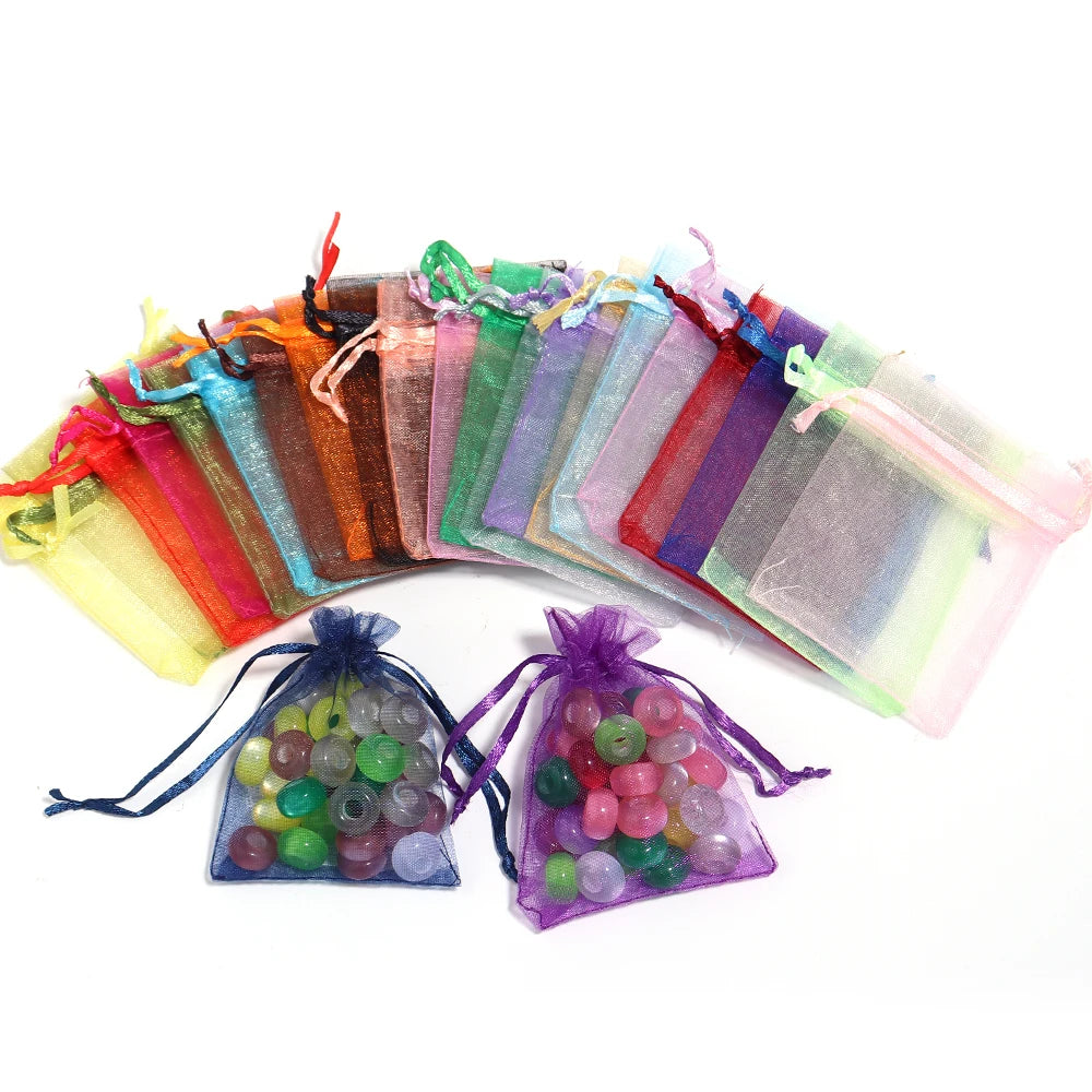 Organza Gauze Gift Bags – Drawstring Jewelry Pouches for Wedding Party Favors