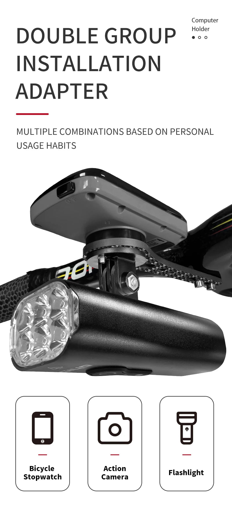 Carbon Fiber Bike Computer Mount – 143mm 165mm Holder for Road Mountain Bikes