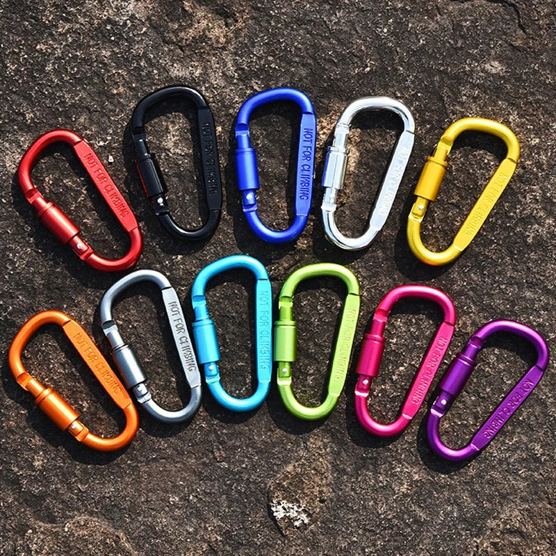 Aluminum D-Shaped Carabiners – 8cm Tactical Clips for Outdoor Camping Gear