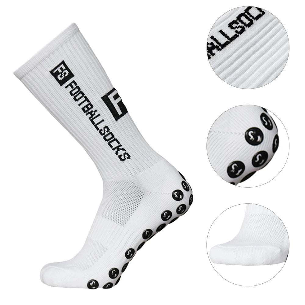 Anti-Slip Athletic Sports Socks – Stretchy Grip Crew for Football Soccer