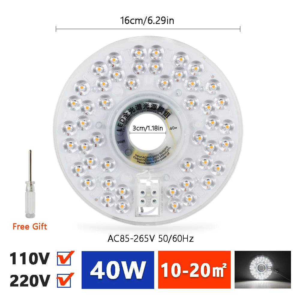 Round LED Ceiling Light Panel – Replacement Module for Home Lighting
