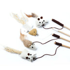Colorful Feather Wand Toy – Interactive Wooden Rod for Cat Exercise
